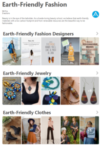 screenshot of earth-friendly fashion pinterest boards